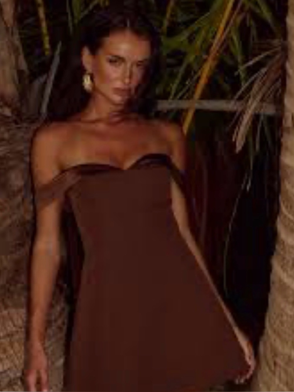 Runaway the Label Brown Off-Shoulder Mini Dress size xxsmall designer cocktail